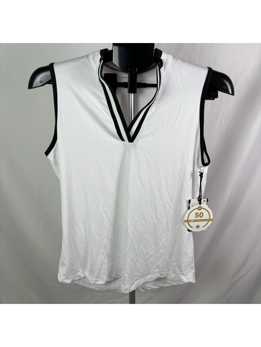 Tail Women's Short Sleeve Split Neck Golf Polo Calk White Size M (Item 443)